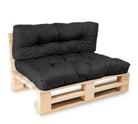 bananair - Cuscini per Pallet - Tessuto Idrorepellente e Anti-UV - Molto Confortevole, Imbottito in Schiuma - Cuscini per Divano Esterno Giardino (Seduta 120x80 cm + Schienale 120x40 cm, Nero)