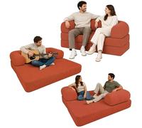 bananair - Divano 2 Posti Prodotto in Francia - Divano Letto Modulare in Schiuma ad Alta Densità e Tessuto in Velluto a Coste - Design Innovativo Boneless Couch, Spedito Compresso (Terracotta)