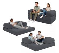 bananair - Divano 2 Posti Prodotto in Francia - Divano Letto Modulare in Schiuma ad Alta Densità e Tessuto in Velluto a Coste - Design Innovativo Boneless Couch, Spedito Compresso (Grigio Antracite)