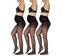 BANANALU Collant per donne incinte 40 Den S, M, L, XL collant premaman, Nero Set da 3, XL