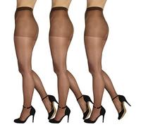 BANANALU dalla S alla XXL senza tassello, 20 denari, sottili collant elastici in seta da donna, Mocca - Set da 3 pezzi, XL