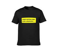 Bananaman Retro Cartoon TV Show When Little Eric Eats Banana Unisex 100% Cotton Short-Sleeve T-Shirts Black XL