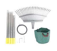 banapoy 36 a 73" Rastrello da Giardino Espandibile Regolabile per Foglie, Strumenti di Rastrello in Metallo Largo 18" con Sacchetto Fogliare Riutilizzabile, per Giardinaggio Arbusto