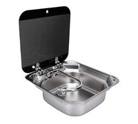 banapoy Accessori Lavabo Cucina in Acciaio Inossidabile Lavello | Lavello da Bar con Vasca Singola da 435 X 415 X 160 Mm con Tappo a Filtro per Rimorchio da Campeggio Barca Roulotte Casa