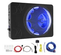 banapoy Subwoofer Sottile per Auto Alimentato da Sotto il Sedile 10" 1200W, Amplificatore Integrato per Subwoofer Audio per Camion, Alimentato con Luce Ambientale a LED (BLUE)