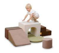 BanaSuper Bambini Blocchi di Arrampicata in Schiuma, Blocchi in Schiuma per Arrampicarsi e Strisciare, Percorso Ostacoli Psicomotricità per Bambini, Giocattoli Montessori, (Grigio)