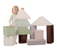 BanaSuper Blocchi di Schiuma 11 pezzi per Bambini, Morbide Set di Costruzione, Blocchi Impilabili Giganti in Schiuma, Stimola Motricità e Creatività, Regalo per Ragazzi e Ragazze, Verde Chiaro