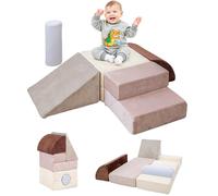 BanaSuper Blocchi di Schiuma Arrampicata per Bambini, Set 5 Pezzi Pieghevole Convertibile Tappetino Gioco, Palestra Morbida Interni per Casa & Asilo, Stimola Motricità e creatività, Blu