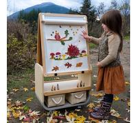 BanaSuper Cavalletto Regolabile per Bambini con Doppia Superficie Magnetica, Lavagna e Whiteboard, Cavalletto artistico per bambini, Materiali Sicuri EN71, Lavagna Mobile con Cestino