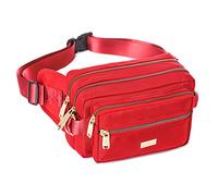 Banbituy Marsupio alla moda extra large per uomo e donna, marsupio impermeabile per escursionismo, corsa, ciclismo, palestra, sport all'aria aperta, viaggi, borsa da cintura, Rosso, XL, alla moda