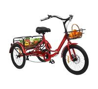 banborba triciciclo da 20 pollici, per adulti, triciclo pieghevole a 7 marce, altezza regolabile, triciclo pieghevole, 3 ruote, bici da crociera, bici per anziani con cestino e lucchetto (rosso)