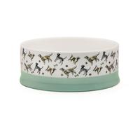 Banbury & Co Ciotola per cibo per cani in ceramica, 750 ml, in grès porcellanato resistente, lavabile in lavastoviglie, design elegante con stampa di cani, diametro 16,5 cm