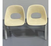 Banc de Salle D'attente, Panca for Sala D'Attesa Panchine da Esterno,Posti a Sedere in Plastica for Ricevimento Ospiti for Centri Commerciali e Caffetterie,Mobili Decorativi(Off-white B,2-Seat)