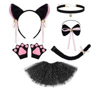 Banca da 1 Pezzi, Coda da 1 Pezzi, Papillon da 1 Pezzo, Gonna da Filo da 1 Pezzi, 1 Paio di Guanti E Collare da 1 Pezzi, Abbigliamento per Gatti per Bambini, Accessori per Il Gioco di Ruolo.