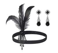 Banca Da 1 Pezzi Nappel Feather E 1 Paio Di Orecchini Di Strass, Gioielli Vintage, Accessori Per Il Gioco Di Ruolo, Accessori In Costume In Maschera.