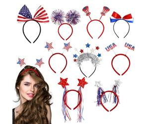 Banca del 4 luglio, fascia per la testa del Memorial Day 9x decorazione di | Parata a cerchio per capelli, copricapo di bandiera statunitense per ragazzi e ragazze