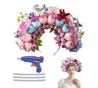 Banca della corona di fiori, cerchio per capelli floreali | Hoop per capelli a corona floreale,Testa di coppia del festival, Proppetti fotografici per matrimoni per evento di laurea per adulti da donn