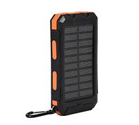 Banca di energia Solare 8000/10000 mAh Solari Caricabatterie Solare con USB Power Bank Portatile Batteria Esterna Universale con Luci a LED e Bussola(batterie Non Incluse)(Nero+Arancione)