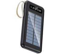 Banca di energia solare bianca, caricatore esterno con capacità di 10000 mAh, indicatore principale, porte USB multiple, cavi integrati e torcia, certificato Fcc CE
