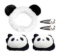 Banca Di Panda Da 1 Pezzi, 1 Paio Di Braccialetti E 2 Pezzi Di Forcine, Fascia Gradata, Adatta Per La Cura Della Pelle, Il Trucco E Il Lavaggio Del Viso.