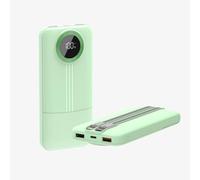 Banca di Potere Portatile 10000mAh, PD 20W Ricarica Rapida, Cavi Integrati, Display a LED, Verde, 14.7 x 6.9cm