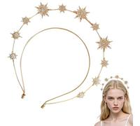 Banca d'oro da 1 pc, fascia per la testa della stella di strass, copricapo della dea a doppio strato, corona stella legata per donne.