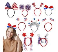 Banca patriottica, fascia per il Giorno 'Indipendenza,9x Accessori per capelli blu bianco blu bianco - Copricapo di bandiera statunitense, cerchio per capelli in parata per donne e uomini