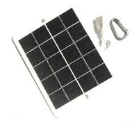 Banca portatile di energia solare 3W 5V con porta di ricarica USB e moschettone clip per escursioni per campeggio e attività all'aperto