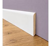 bancale da 100 ML di Battiscopa PREMIUM in legno MASSELLO BC 70x9 laccato bianco liscio