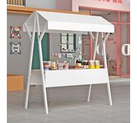 Bancarella Chiosco alimentare Carrello mobile con rimorchio, chiosco per la vendita di cibo in concessione, bancarella del mercato agricolo/bancarella strada, carrello pieghevole per(White,60cmx150