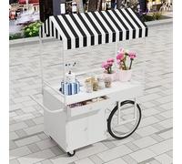 Bancarella Chiosco alimentare Carretti Per Cibo In Vendita, Carrello Del Venditore Di Cibo, Carretti Dei Venditori Ambulanti(White,100cm/39.3in)