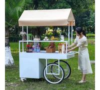 Bancarella Chiosco alimentare,chiosco per la vendita di cibo in concessione,Telaio in ferro, tettoia antipioggia, grande capacità di stoccaggio,Bancarella di Frutta e Fiori.(White,120*60*195cm)