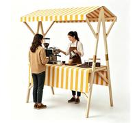 Bancarella Chiosco Alimentare con Tenda, Stand Portatile for Mercato Agricolo, Carrello Venditore Esterno, Bancarella Pieghevole for Vendita Stradale ed Eventi(Yellow,59x24x79in/150x60x200cm)