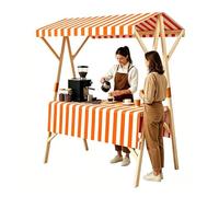 Bancarella Chiosco Alimentare con Tenda, Stand Portatile for Mercato Agricolo, Carrello Venditore Esterno, Bancarella Pieghevole for Vendita Stradale ed Eventi(Orange,59x24x79in/150x60x200cm)