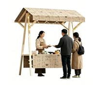 Bancarella Chiosco alimentare Mobile Food Cart Vendor, Foldable Concession Stand, Wooden Kiosk for Giardino Sul Retro, Vendita Mobile, Vendita di Cibo(Beige,59x24x79in/150x60x200cm)