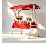 Bancarella da Mercato Portatile con Tettoia - Carrello Vendita Pieghevole e Stand Espositivo Mobile, Tavolo Espositivo Pop-Up per Fiere Artigianali, Mercati Contadini e Venditori(Red,110cm/43in)