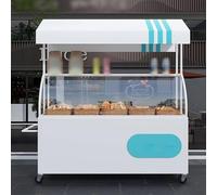 Bancarella Del Mercato In Metallo Con Copertura Trasparente, Bancarella Mobile For Carrelli Alimentari Con Tettoia E Scatola Portaoggetti, For La Vendita Di Snack/pane/caffè(White,L 180cm/70.9in)