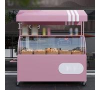 Bancarella Del Mercato In Metallo Con Copertura Trasparente, Bancarella Mobile For Carrelli Alimentari Con Tettoia E Scatola Portaoggetti, For La Vendita Di Snack/pane/caffè(Pink,L 180cm/70.9in)
