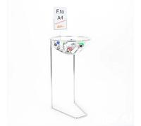 BANCARELLA ESPOSITORE IN METALLO AD UN CESTO DA PAVIMENTO CON PORTA AVVISI A4