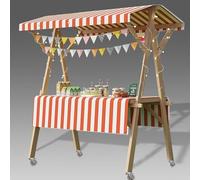 Bancarella Mercato Carrello Mobile Pieghevole per Cibo da Strada su Ruote, Bancarelle del Mercato Agricolo, Tavolo Espositivo per Esterni, Carretto dei Gelati Portatile(Orange/A,W: 120cm(47.2"))
