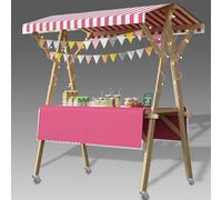 Bancarella Mercato Carrello Mobile Pieghevole per Cibo da Strada su Ruote, Bancarelle del Mercato Agricolo, Tavolo Espositivo per Esterni, Carretto dei Gelati Portatile(Pink/B,W: 120cm(47.2"))