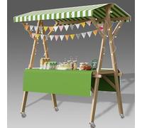 Bancarella Mercato Carrello Mobile Pieghevole per Cibo da Strada su Ruote, Bancarelle del Mercato Agricolo, Tavolo Espositivo per Esterni, Carretto dei Gelati Portatile(Light Green/B,W: 150cm(59"))