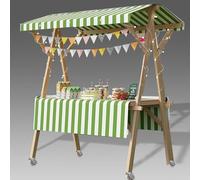 Bancarella Mercato Carrello Mobile Pieghevole per Cibo da Strada su Ruote, Bancarelle del Mercato Agricolo, Tavolo Espositivo per Esterni, Carretto dei Gelati Portatile(Light Green/A,W: 150cm(59"))
