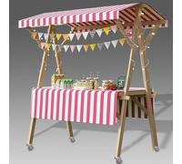 Bancarella Mercato Carrello Mobile Pieghevole per Cibo da Strada su Ruote, Bancarelle del Mercato Agricolo, Tavolo Espositivo per Esterni, Carretto dei Gelati Portatile(Pink/A,W: 120cm(47.2"))