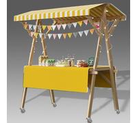 Bancarella Mercato Carrello Mobile Pieghevole per Cibo da Strada su Ruote, Bancarelle del Mercato Agricolo, Tavolo Espositivo per Esterni, Carretto dei Gelati Portatile(Yellow/B,W: 120cm(47.2"))