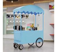 Bancarella Mercato Espositore Mobile Chiosco per la Vendita di Cibo in Concessione con Ruote Bloccabili per Eventi Feste e Banchi di Mercato.(Blauw,120x58x200cm)