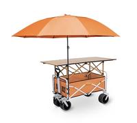 Bancarella Mercato Stand di Bancarella di Cibo con Borsa di Stoccaggio, Carretto per Dolci con Struttura Pieghevole per Espositori da Mercato(Orange,118cm/46.5in)