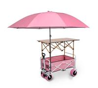 Bancarella Mercato Stand di Bancarella di Cibo con Borsa di Stoccaggio, Carretto per Dolci con Struttura Pieghevole per Espositori da Mercato(Pink,94cm/37in)
