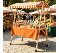 Bancarella Per Il Mercato Contadino, Carrello Da Venditore Con Ruote | Espositore Portatile Da Bancarella Con Tettoia Per La Vendita Ambulante E Gli Eventi,Orange 2,120cm/47.2in
