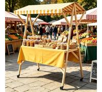 Bancarella Per Il Mercato Contadino, Carrello Da Venditore Con Ruote | Espositore Portatile Da Bancarella Con Tettoia Per La Vendita Ambulante E Gli Eventi,Yellow 1,150cm/59in